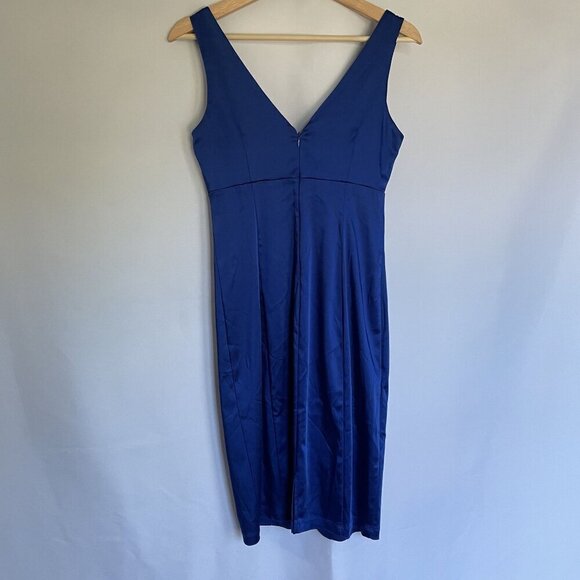 Calvin Klein bright royal blue v-neck vintage dress pleats women's size 4 - Picture 7 of 7